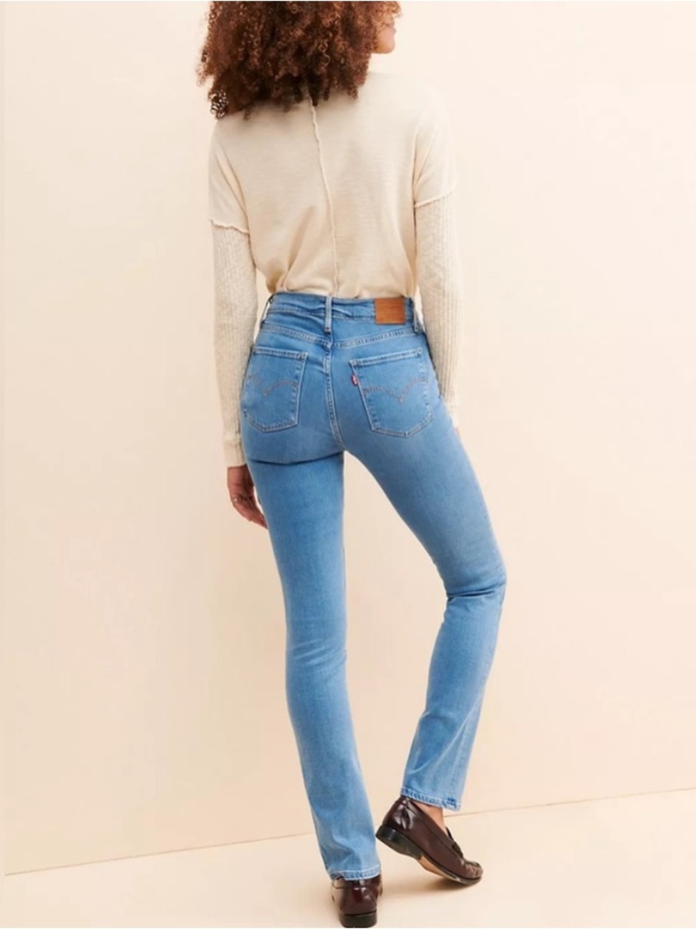 Levi's 724 High Rise Straight Leg Denim Blue Minimalist Jeans 29